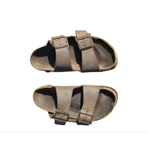 Women's Birkenstock Brown Arizona Leather Sandals Minimalist Scandi Sz 39 8 1/2